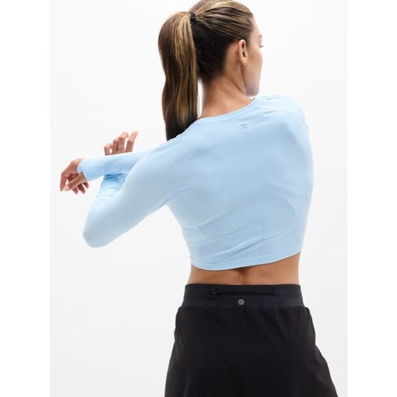 Athleta M Momentum Flex Crop Top Mist Blue Medium - Picture 3 of 6